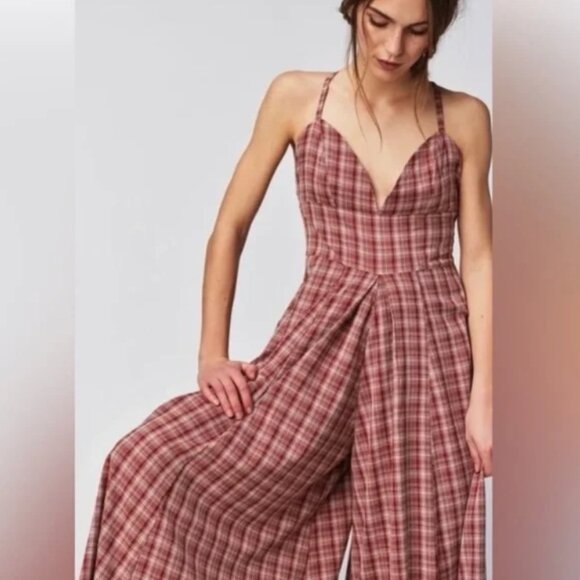 Free People Kaia Jumpsuit – Dusty Lavender Plaid Combo – Size S – NWT - Picture 7 of 7